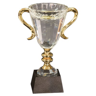 10" Crystal Cup with Gold Handles and Stem 10" Crystal Cup with Gold Handles and Stem