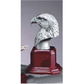 Silver Eagle Mascot on Wood Base (8.5