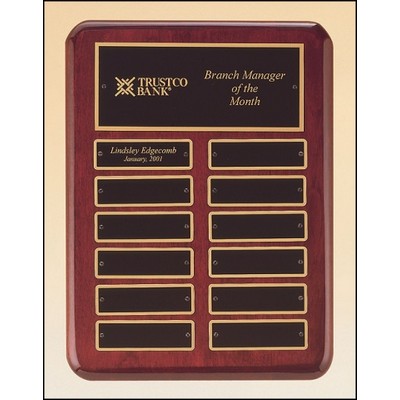 Rosewood Stained Piano Finish Perpetual Plaque w/2 Plate Combinations (9"x12")