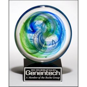 Glass Disk Award w/Glass Base