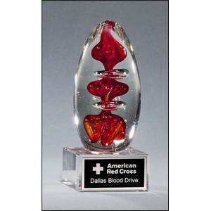 Egg-Shaped Glass Award on Clear Glass Base