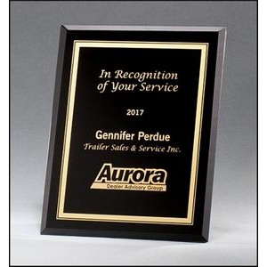 Black Glass Plaque with Gold Border (5"x7")