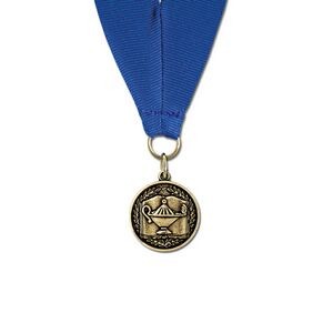 1 1/8" Lamp of Learning Cast CX Medal w/ Grosgrain Neck Ribbon