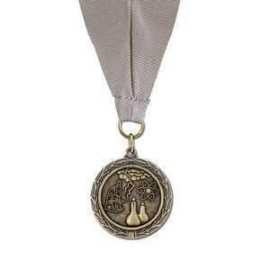 1 1/2" Science Cast MX Medal w/ Grosgrain Neck Ribbon