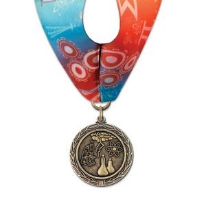 1-1/2" Science Cast MX Medal w/ Stock Millennium Neck Ribbon
