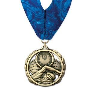 2 3/8" Swim ES Medal w/ Stock Millennium Neck Ribbon