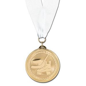 2" Hockey Brite Laser Medal on Grosgrain Neck Ribbon