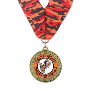 1-3/4" LFL Full Color Medal w/ Stock Millennium Neck Ribbon