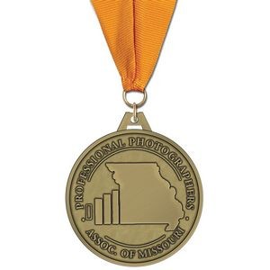 2 -1/2" HS Medal w/ Grosgrain Neck Ribbon