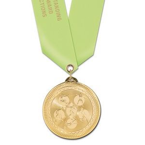 2" Field Events Brite Laser Medal w/ Satin Neck Ribbon
