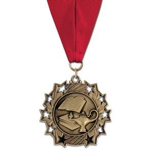 2 1/4" Lamp of Knowledge TS Medal w/ Grosgrain Neck Ribbon