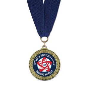 1 3/4" LFL Full Color Medal w/ Grosgrain Neck Ribbon