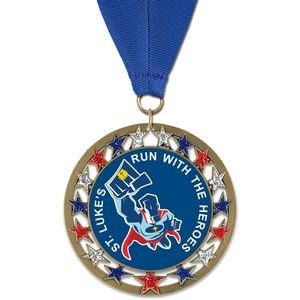 2 3/4" RSG Full Color Medal w/ Grosgrain Neck Ribbon
