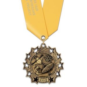 2 1/4" Science TS Medal w/ Satin Neck Ribbon