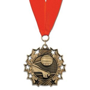 2 1/4" Volleyball TS Medal w/ Grosgrain Neck Ribbon