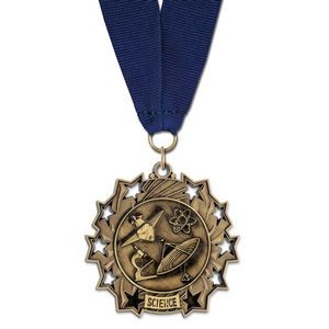 2 1/4" Science TS Medal w/ Grosgrain Neck Ribbon