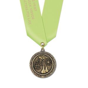 1 1/2" Science Cast MX Medal w/ Satin Neck Ribbon