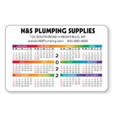 Full Color Laminated Horizontal Calendar Wallet Card (Colorful)