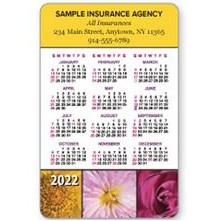 Full Color Laminated Vertical Calendar Wallet Card (Floral)