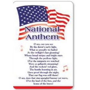Laminated 2-Color National Anthem Information Panel Wallet Card