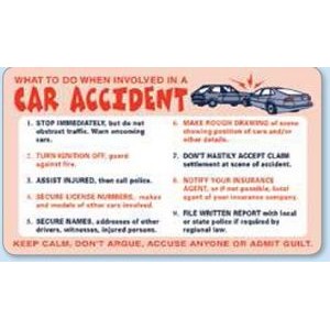 Laminated 2-Color What To Do: Car Accident Information Panel Wallet Card