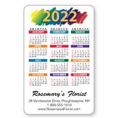 Full Color Laminated Vertical Calendar Wallet Card (Colors)