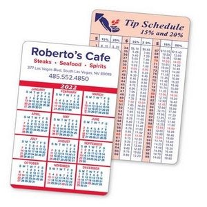 2-Color Calendar & Info Panel Laminated Wallet Card w/Border
