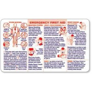 Laminated 2-Color Spanish Emergency First Aid Information Panel Wallet Card