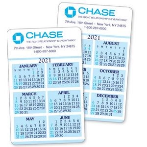 Vertical 6 Month 2 Sided Calendar Laminated Wallet Card
