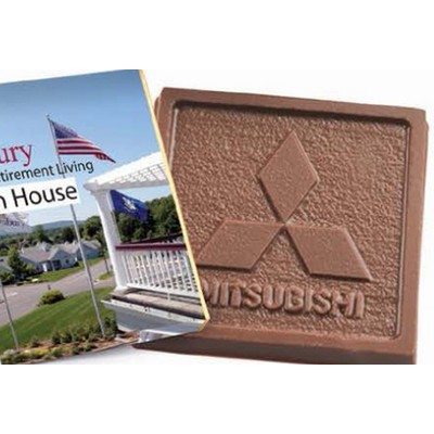 Custom Molded Belgian Chocolate Deluxe Square w/ 4 Color Process Wrapper