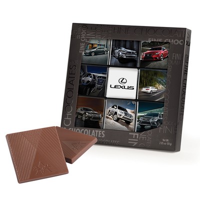 9 Belgian Chocolate Deluxe Squares in Black Gift Box (9 Separate Images)