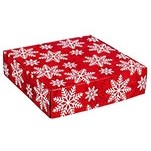 Red & White Snowflake Corrugated Mailer Box (9"x9"x4")
