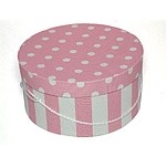 Pink Dot & White Stripe Hat Box (17"x8 1/2")