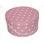 Pink w/White Polka Dots Hat Box (19"x9 1/2")