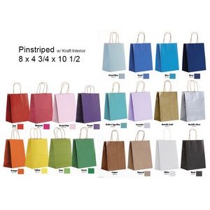 Medium Pinstripe Colored Kraft Base Paper Bag w/Twisted Paper Handles (6 Pack)