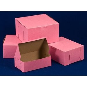 Pink Lock Corner Cake Bakery Box (6"x6"x3")
