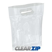 ClearZip Plastic Bag w/Zip Closure & Die-Cut Handles (9"x12")