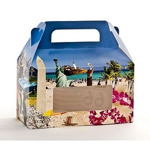 Horizontal Beach Designed Window Candy Tote Box (6¼"x3"x3½")