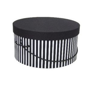 Black & White Narrow Stripe Hat Box (17"x8 1/2")