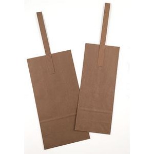 Single Bottle Brown Kraft Tote Bag w/Strap Handle (5"x3"x12½")
