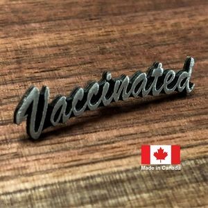 Stock Vaccinated Lapel Pin - Antique Silver