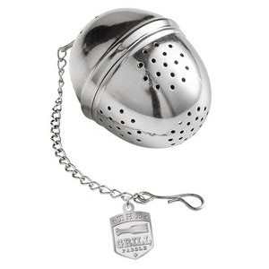 3.5" Deluxe Perforated Chrome Tea Infuser Ball with Logo Charm