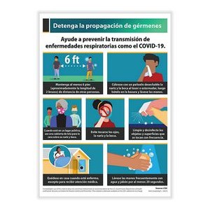 Stop The Spread Of Germs Poster- Spanish Version (Steps On How To)