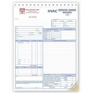 HVAC Service Order/Invoice Form (3 Part)