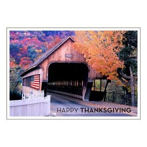 Covered Bridge & American Flag Thanksgiving Cards