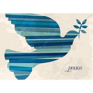 Blue Striped Dove of Peace Holiday Greeting Cards