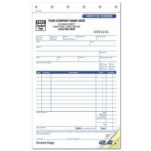 Small Carbonless Sales & Service Order Form (3 Part)