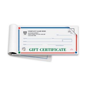 High Security Primary-Color Booked Gift Certificate (2 Part) with Envelopes