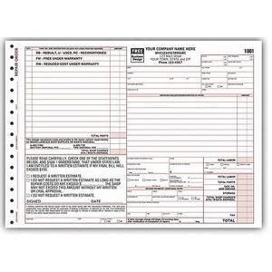 Auto Repair Order Form w/ Special State Clauses for Florida (4 Part)
