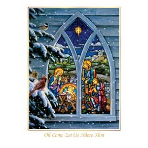 Stained Glass Nativity Christmas Cards